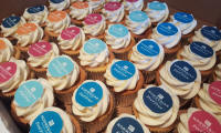 Corporate Logo Branded Cupcakes Images Wow Cakes Delivery Southampton Promotion Giveaway Trade Show Hampshire Business Anniversary