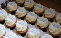 logo branded cupcakes southampton university trade show ages bowl wow cupcakes promotional material