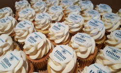 branded corporate cupcake logo wow cupcakes promotion giveaway trade show cake southampton hampshire event